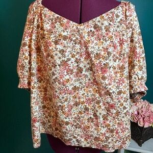 a.n.a Boxy Blouse in Pink and Orange with Relaxed Fit
